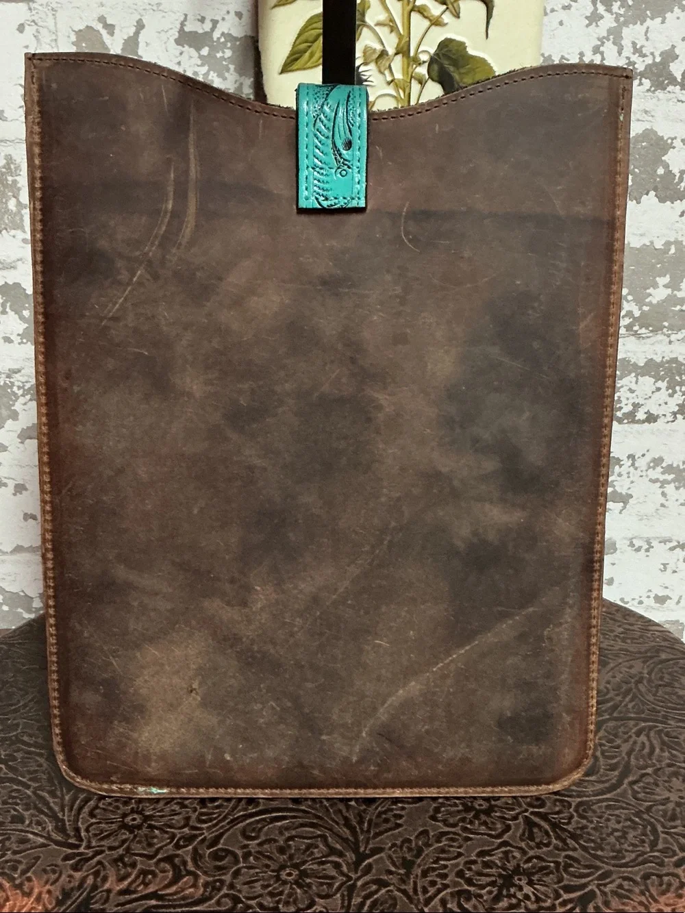 Turquoise Tooled Leather & Hair-on-Hide Tote